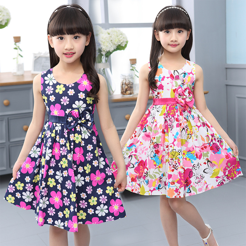 2024 New Fashion Summer 2 3 4 6 8 10 12 Years Children Short Sleeve Full  Print Floral Flower Cotton Dresses For Baby Kids Girls - AliExpress