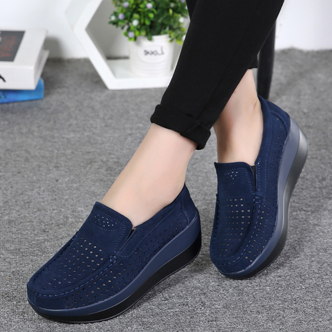 2022 Spring Women Shoes Platform Flats Sneakers Women Suede Leather Women Casual Shoes Slip On Flats Heels Creepers Moccasins ► Photo 1/6