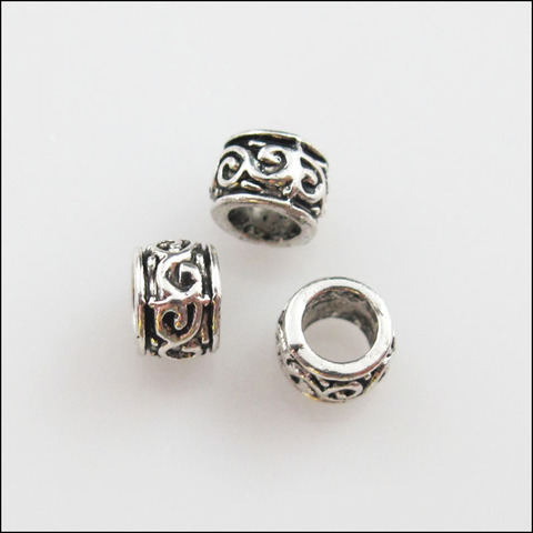 80Pcs Tibetan Silver Flower Round Tube Spacer Beads Charms 5mm ► Photo 1/4