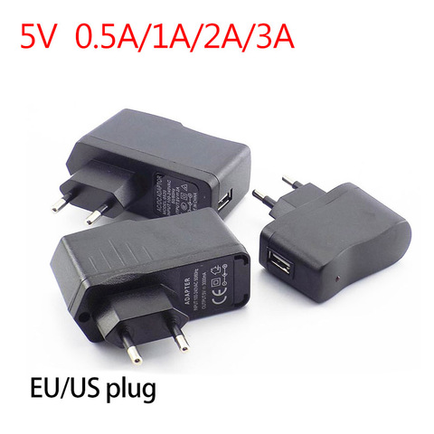 USB Port DC 5V 0.5A/1A/2A/3A 1000ma  AC to DC Power plug Adapter supply Charger micro Charging For LED Strip Lights phone US EU ► Photo 1/6