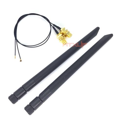 U.FL IPEX MHF4 to RP-SMA female Pigtail Cable for NGFF M.2 AX200 9260 9560 8265NGW 2pcs + antennas for Wifi wireless card/router ► Photo 1/5
