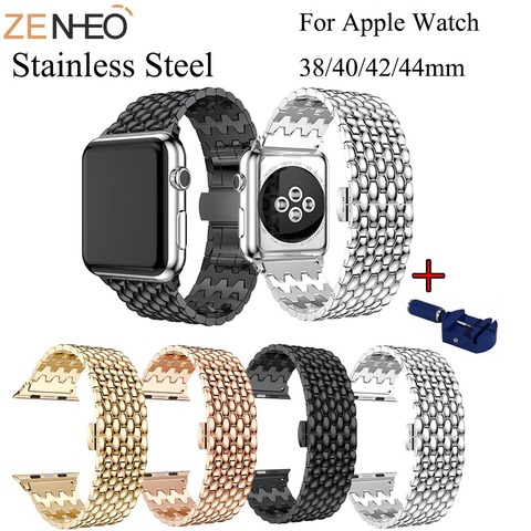 For Apple Watch Band 42/44mm Black Gold Stainless Steel Bracelet Buckle Strap Clip Adapter for Apple Watch For iWatch Band 38/40 ► Photo 1/6