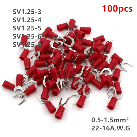 50/100pcs Insulated Spade Terminal Block Connector Electrical Furcate Lug Crimp Cable Wire Forked End Insulation ► Photo 1/6