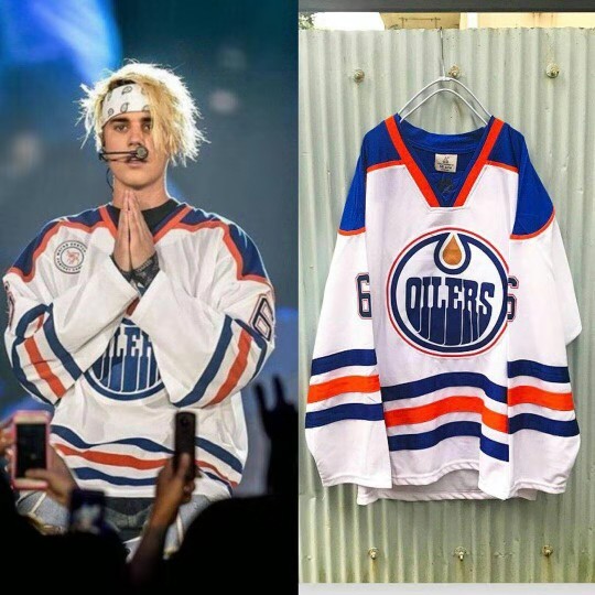 V-neck Justin Bieber OILERS Vintage Number 6 Embroidery Man women Girls  Fashion blue and white striped jersey sleeves - Price history & Review |  AliExpress Seller - Shop1192562 Store 