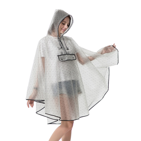 new fashion quality waterproof reusable plastic EVA  women rain cape raincoat men hooded poncho for hiking riding ► Photo 1/5