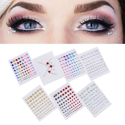 Acrylic Crystal Gems Bling Eye Face Stickers Makeup Rhinestones