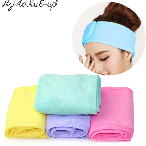 Facial Headband Make Up Wrap Head Terry Cloth Headband Stretch Towel with Magic Tape Makeup Headscarf Extension Eyelashes Tools ► Photo 1/6