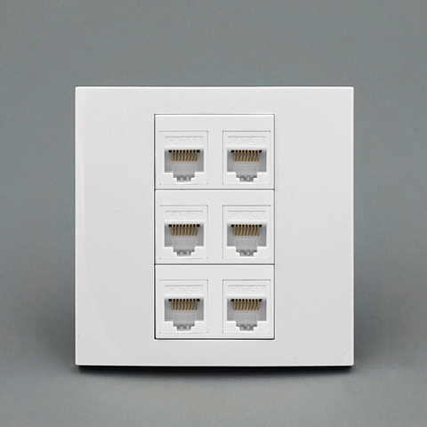 6 Ports RJ45 5e Network Wall Outlet Socket Internet Interface For Computer Laptop ► Photo 1/4