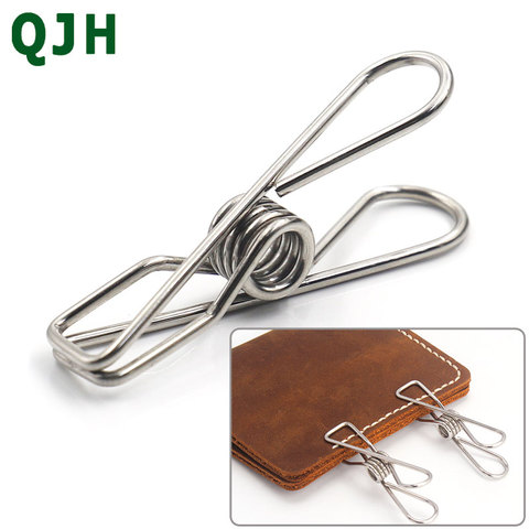 Hot Stainless Steel Metal Spring Clips for Leather craft Tools Silver Ticket Clip Clothes Hanging Pegs Clips Clamps Leather Tool ► Photo 1/6