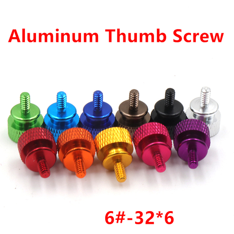 10pcs 6#-32*6.7 Aluminum step thumb screw Computer case Screw Knurled Hand Screws anodized 11 colors ► Photo 1/3