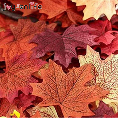 JOY-ENLIFE 50pcs Artificial Silk Maple Leaves For Home Wedding Party Decoration Scrapbooking Craft Fall Vivid Fake Flower Leaf ► Photo 1/6
