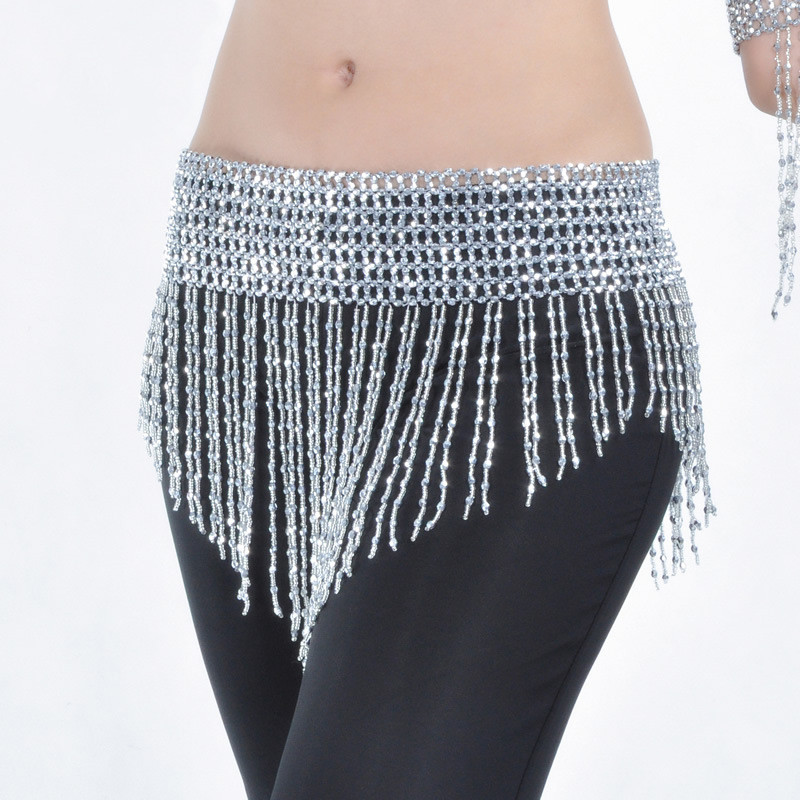 Belly Dance Costume Hip Scarf Wrap Bellydancing Belts Tassel Beads Waist Chain 