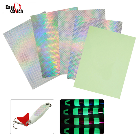 5Pcs Mixed Color Holographic Adhesive Film Flash Tape For Fishing Lure Materail Metal Hard Baits Luminous Sticker ► Photo 1/6