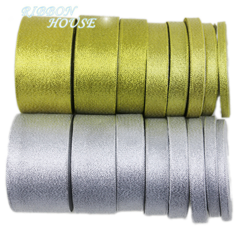 (25 yards/lot) Gold and Silver ribbon Christmas packaging ribbons high-grade quality Wholesale ► Photo 1/6