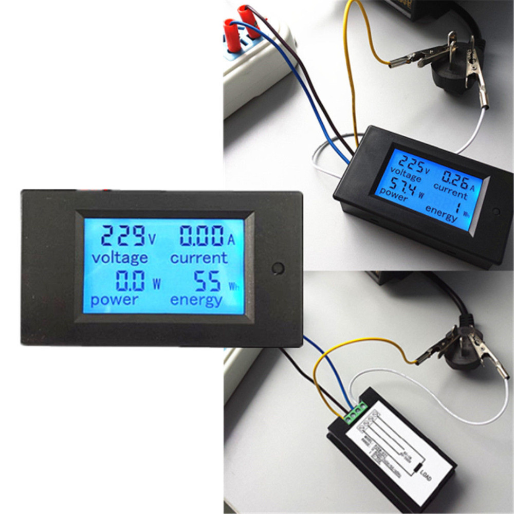 New AC Digital LCD Power Panel Meter Monitor Power Energy Voltmeter Ammeter 