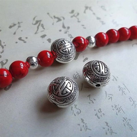 20pcs/lot Wholesale Tibetan Silver Craft Spacer Beads 10x9mm Bracelets Decoration Flat Round Charms Beads DIY Birthday Jewelry ► Photo 1/3