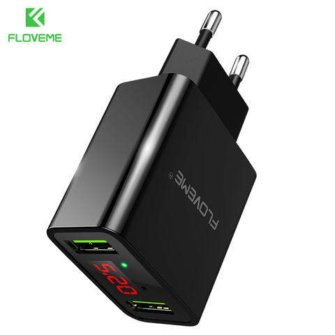 FLOVEME Smart USB Charger Dual USB LED Digital Charging Adapter For iPhone Samsung Xiaomi EU Plug Wall Travel Chargers For Phone ► Photo 1/6