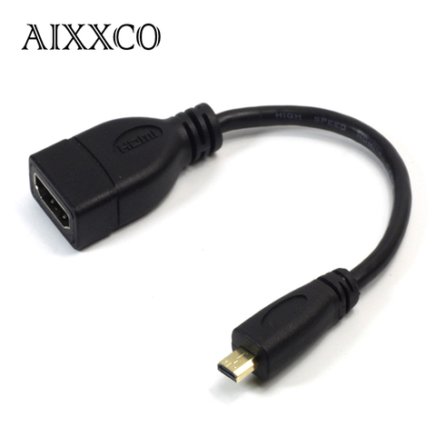 AIXXCO Micro HDMI Type D Male to HDMI Female Type A Adapter cable M/F Converter Convertor for tablet pc tv mobile phone 1080P ► Photo 1/6