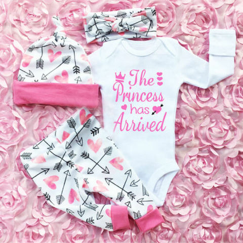 Newest Hot Sell 4PCS Newborn Infant Cute Confortable Soft Baby Girls Clothes Playsuit Pants Bodysuit Outfit Set ► Photo 1/6