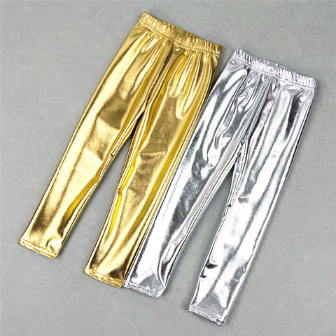 Children Girls Leggings Shiny Gold Silver Long Boys Punk Pants Autumn Spring Kids Pants Leggins ► Photo 1/6