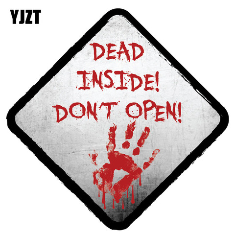 YJZT 14CM*14CM Bloody DEAD INSIDE DONT OPEN ZOMBIE Reflective Car Sticker C1-7549 ► Photo 1/6