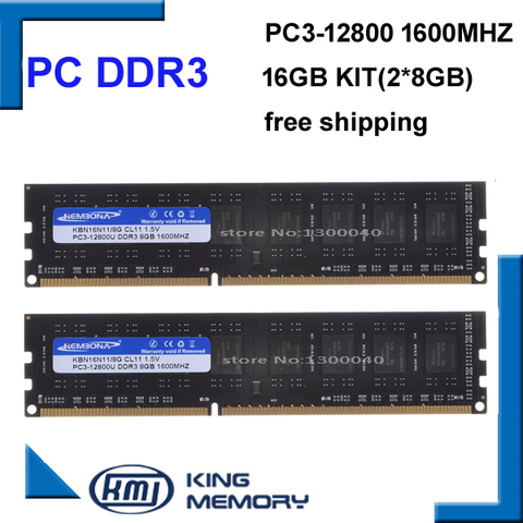 KEMBONA shipping free DDR3 16GB 1600mhz (Kit of 2,2X 8GB Dual Channel) PC3-12800 full compatible with all motherboard Heat Sink ► Photo 1/3