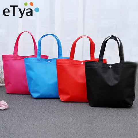 eTya New Foldable Shopping Bag Reusable Tote Pouch Women Travel Storage Handbag Fashion Shoulder Bag Female Canvas Shopping Bags ► Photo 1/6