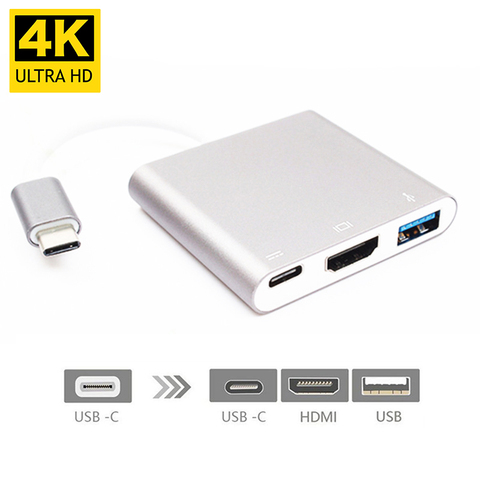 4K USBC 3.1 Hub Converter USB C Type To USB 3.0/HDMI/TypeC Female Charger AV Adapter for Macbook/Dell XPS 13/Matebook Laptops ► Photo 1/6