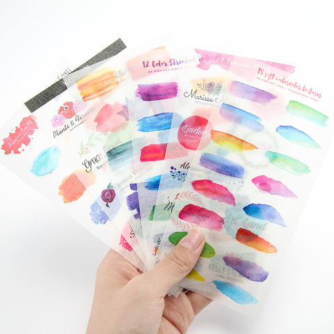 6 pcs/pack Watercolor Graffiti Decorative Stickers Adhesive Stickers DIY Decoration Diary Stationery Stickers Children Gift ► Photo 1/5