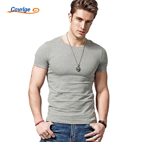Covrlge 2022 Hot Summer Men T-shirts Solid Color Slim Fit Short Sleeve T Shirt Mens New O-neck Tops TShirt Brand Clothing MTS291 ► Photo 1/6