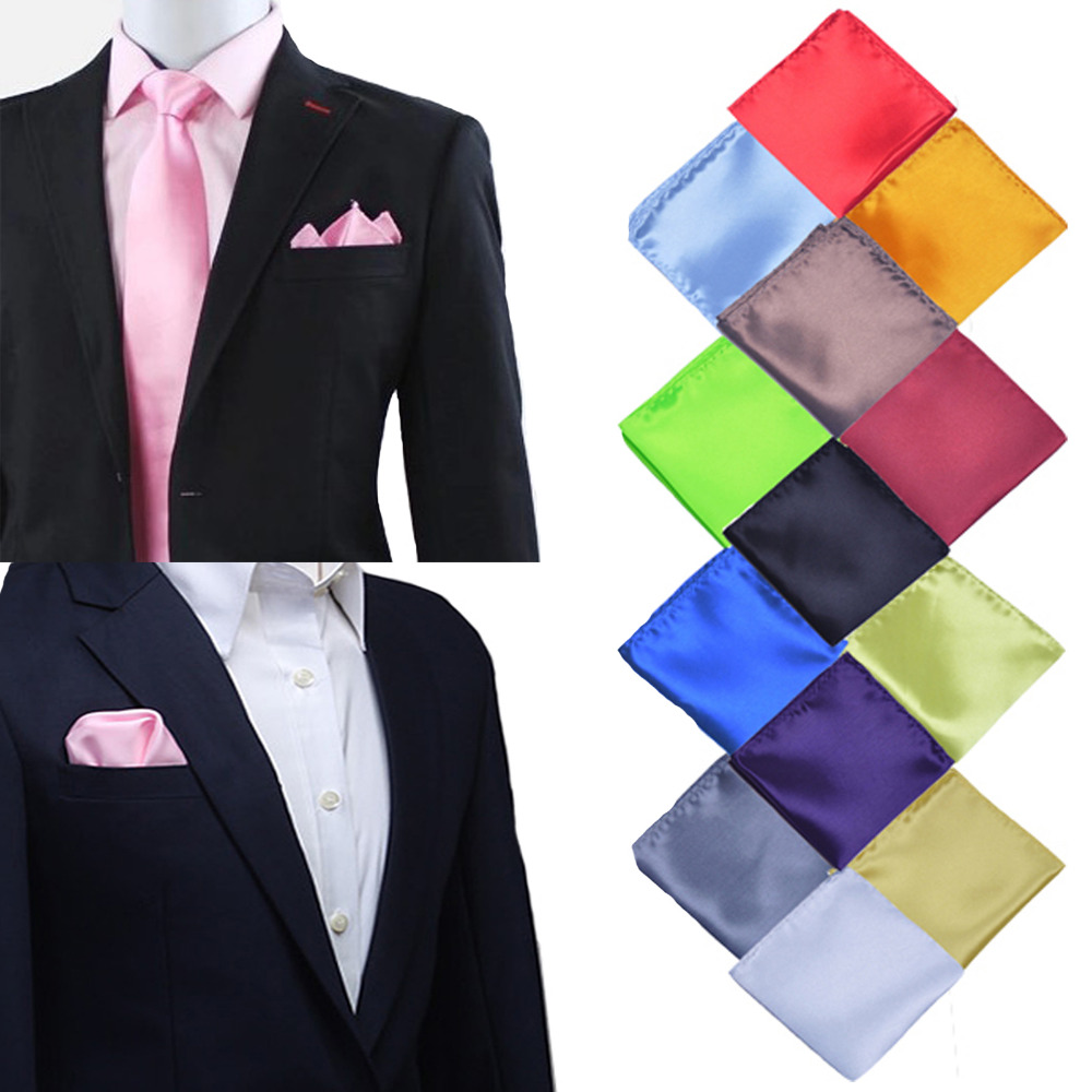 Mens Solid Color Pocket Squares Wedding Handkerchiefs