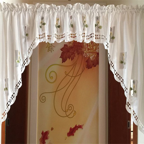 2022 rustic kitchen curtains styles short cafe curtains for kitchen door curtain embroidered voile window curtains ► Photo 1/6