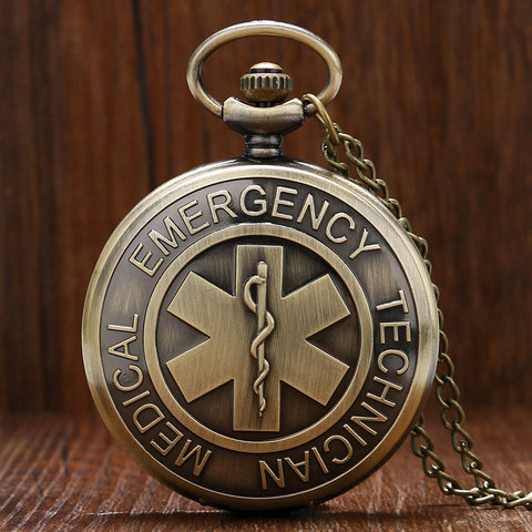 Retro EMT Emergency Medical Technician Paramedic Badge EMS Rescue Quartz Nurse Doctor Pocket Watch Necklace Chain Pendant Gifts ► Photo 1/6