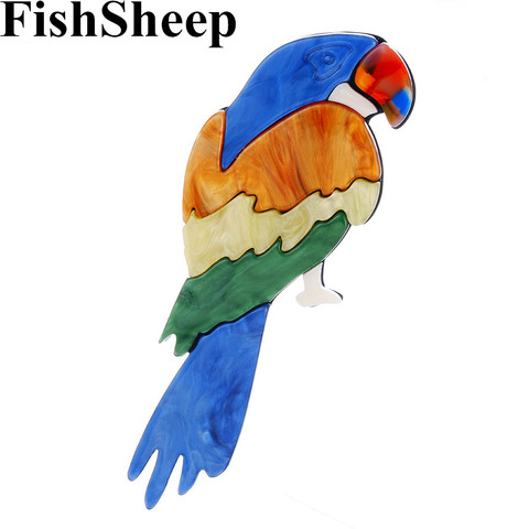 FishSheep New Colorful Acrylic Parrot Brooches For Women Big Lovely Animal Birds Lapel Pins Fashion Handmade Brooch Jewelry Gift ► Photo 1/6