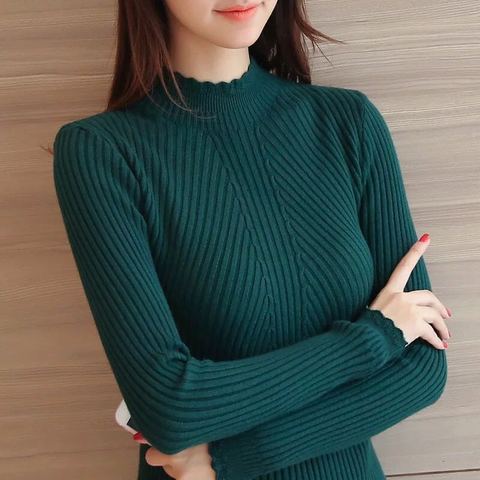 Knitted Sweater Turtleneck Women Winter Autumn 2022 Long Sleeve Female  Slim Thin Ladies Tops Women's Pullovers Pull Femme Hiver ► Photo 1/6