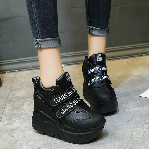 WGZNYN 2022 NEW Woman Casual Shoes 12 Cm Super Hihg Wedge Outdoor Female Hook Loop Comfortable Platform Sneakers W005 ► Photo 1/6