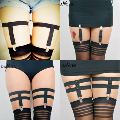 Harajuku punk garter belt leg cage thigh garter fetish sexy garter belt metal clips stockings suspenders women belt P0088 ► Photo 1/5