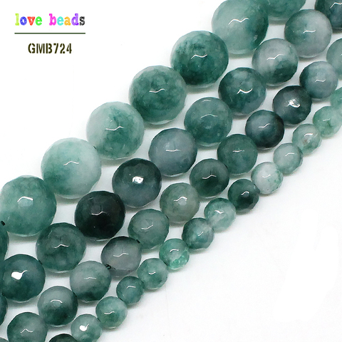 Wholesale 4mm 6mm 8mm 10mm 12mm Faceted Green Chalcedony Stone Round Beads For Jewelry Making 15.5inches DIY Jewellery F00491 ► Photo 1/3