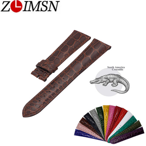 ZLIMSN Crocodile leather watch band 18mm 20mm 22mm men women luxury crocodile leather strap 15 colors optional Customizable size ► Photo 1/6