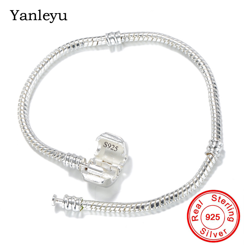 Fashion Fine Jewelry European Beads Charms Fit Women 925 Silver Bracelets Chain 