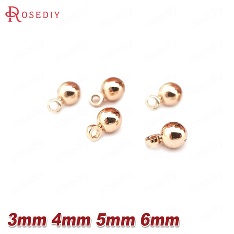 20PCS 3MM 4MM 5MM 6MM 24K Champagne Gold Color Plated Brass Round Beads Charms End Beads High Quality Diy Jewelry Accessories ► Photo 1/6