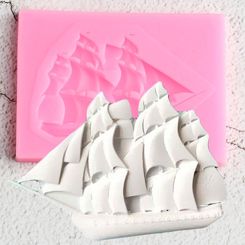 3D Sailboat Silicone Mold Baby Birthday Cake Decorating Tools Cupcake Cookie Baking Molds Candy Clay Chocolate Gumpaste Moulds ► Photo 1/6
