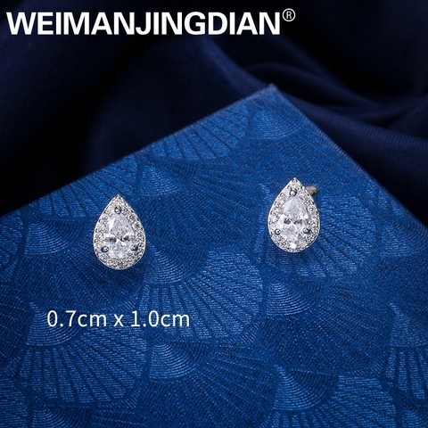 WEIMANJINGDIAN Halo Teardrop Cubic Zirconia CZ Zircon Crystal Stud Earrings for Women Girls Bride or Bridesmaid ► Photo 1/2