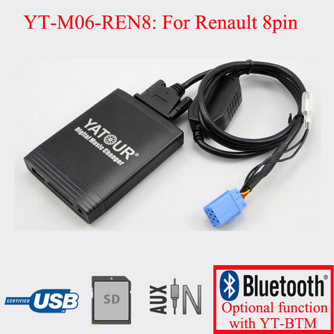 Yatour digital CD player USB SD AUX decorder player for VDO Renault 8pin Clio Megane Laguna Espace ► Photo 1/1