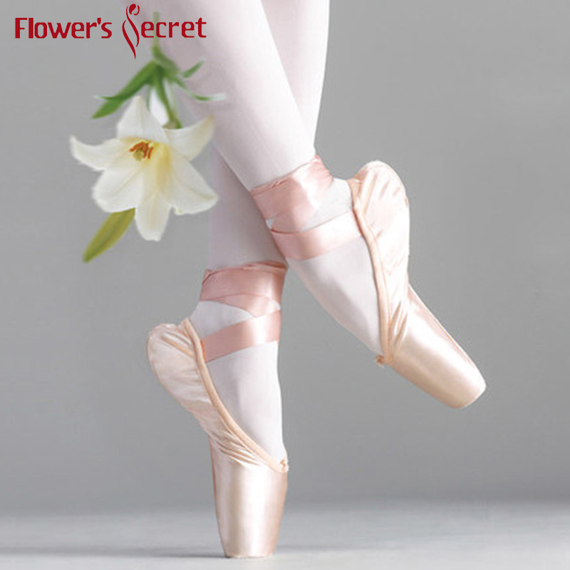 Ladies Girls Professional Satin Ballet Dance Pointe Shoes Ribbon Dance Toe Shoes 