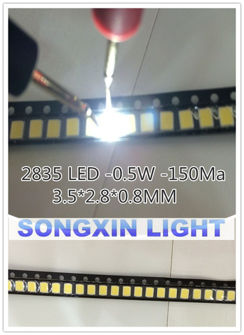 1000PCS 2835 LED 0.5W White SMD/SMT PLCC-2 2835 White 150Ma 50-65lm 6000-6500K 2835 diodes High Power LED Ultra Bright SMD LED ► Photo 1/1