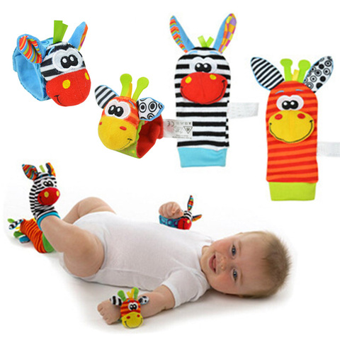2pcs Baby Socks newborn Infant Baby Rattles Stuffed Toy Animal Socks Wrist Strap socks For Toddler Baby calcetines meia infantil ► Photo 1/6