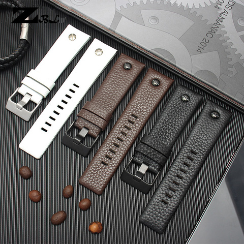 Genuine leather strap watchband 22 24 26 27 28 30mm Litchi grain for diesel DZ4316 DZ7395 DZ7305 Watch band watch bracelet ► Photo 1/6