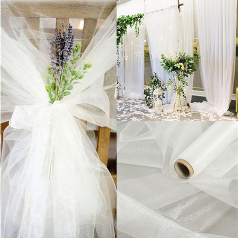10m/lot 48cm Sheer Crystal Organza Tulle Roll Fabric for Wedding Party Decoration organza chair wedding Arch Decor woman's Dress ► Photo 1/6