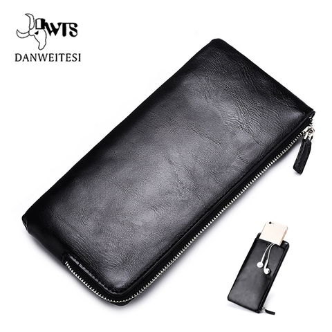 DWTS men wallets Card holder Leather male Wallet luxury Long Design Quality passport cover Fashion Casual Mens Purse Zipper ► Photo 1/6